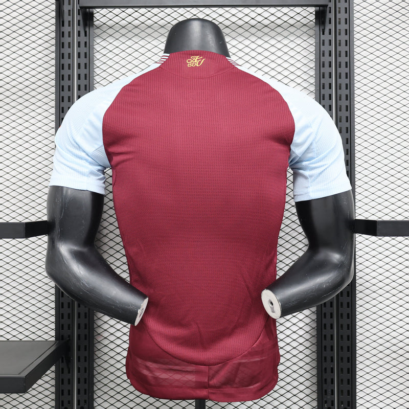 Camisa Aston Villa Home 2024/25 Jogador Adidas Masculino - Vinho E Branca